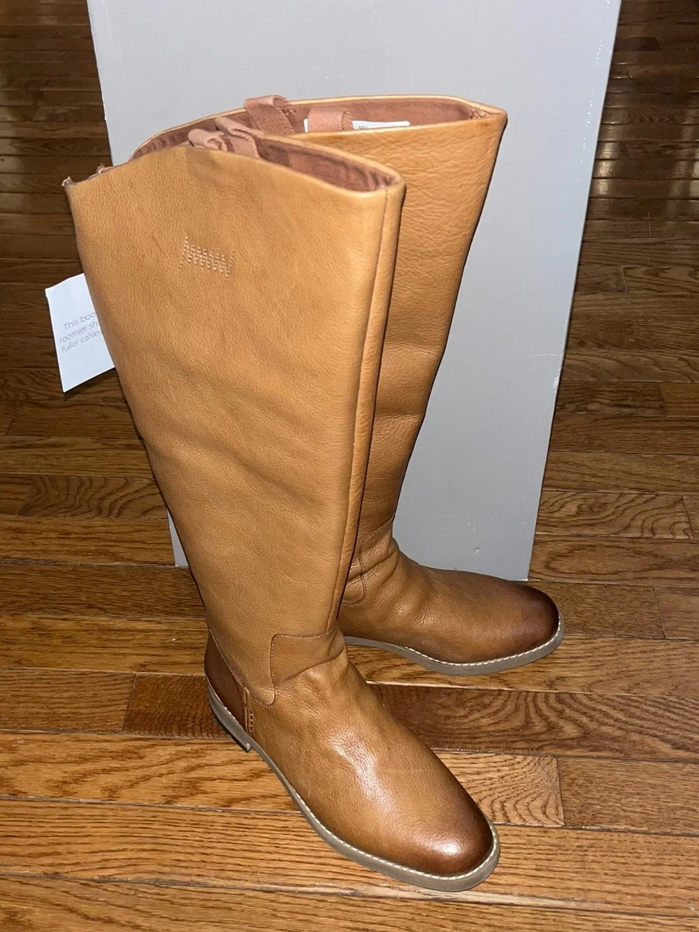 Franco Sarto Meyer Knee High Boot Light Brown Distressed Women’s 7 Wide Calf